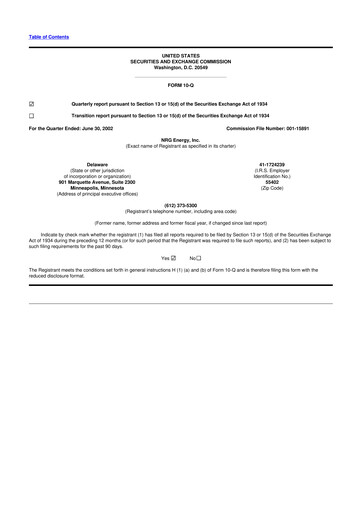 Thumbnail NRG Energy
 10-Q Quarterly Report FY 