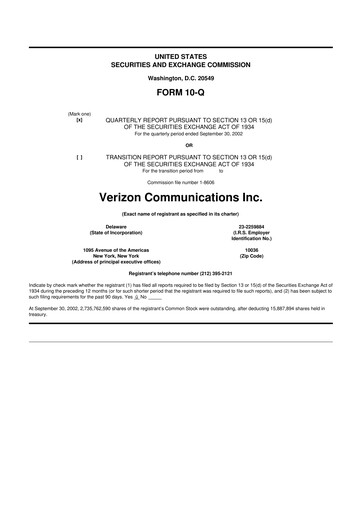 Vorschaubild Verizon 10-Q Quartalsbericht  