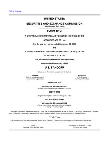 Thumbnail U.S. Bancorp 10-Q Quarterly Report FY 