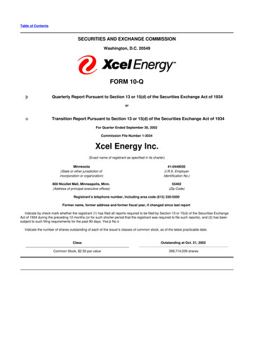 Thumbnail Xcel Energy 10-Q Quarterly Report FY 