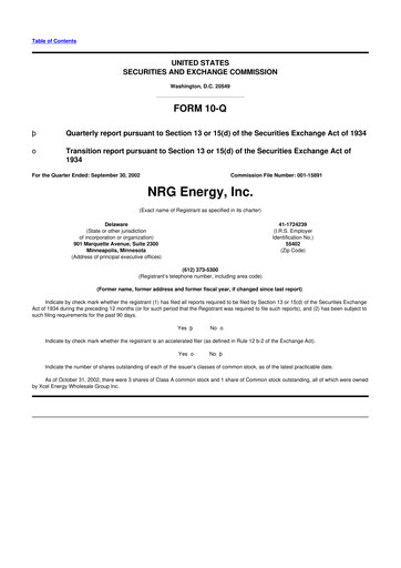 Thumbnail NRG Energy
 10-Q Quarterly Report FY 