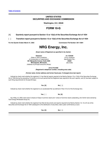 Thumbnail NRG Energy
 10-Q Quarterly Report FY 
