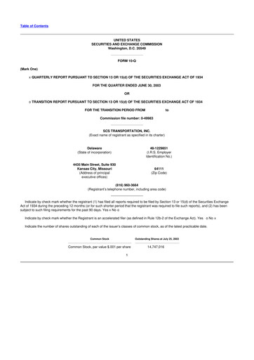 Thumbnail Saia
 10-Q Quarterly Report FY 