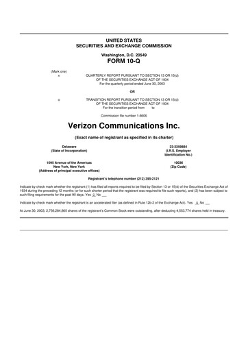 Vorschaubild Verizon 10-Q Quartalsbericht  