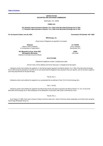 Thumbnail NRG Energy
 10-Q Quarterly Report FY 