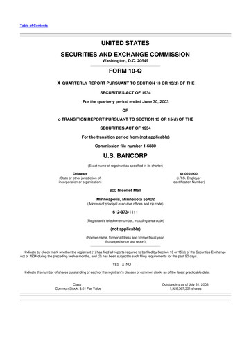 Thumbnail U.S. Bancorp 10-Q Quarterly Report FY 