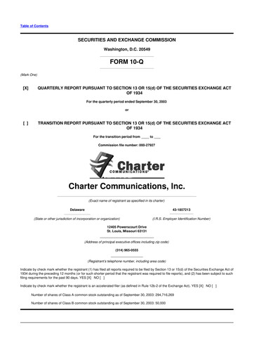 Thumbnail Charter Communications 10-Q Quarterly Report FY 