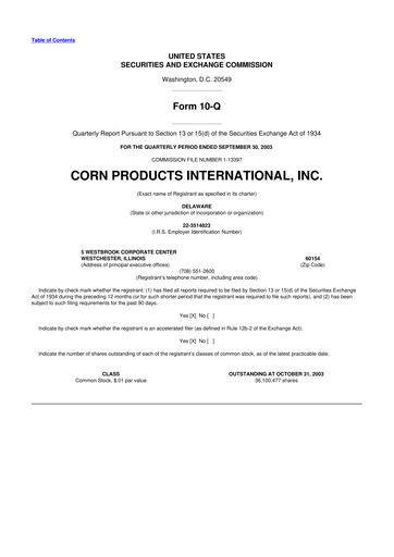 Thumbnail Ingredion 10-Q Quarterly Report FY 