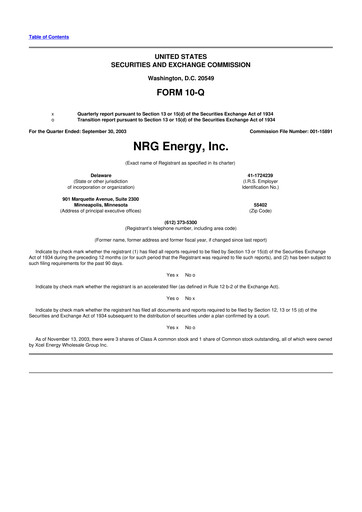 Thumbnail NRG Energy
 10-Q Quarterly Report FY 