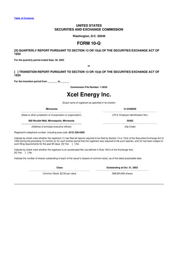 Thumbnail Xcel Energy 10-Q Quarterly Report FY 