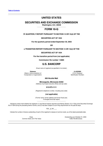 Thumbnail U.S. Bancorp 10-Q Quarterly Report FY 