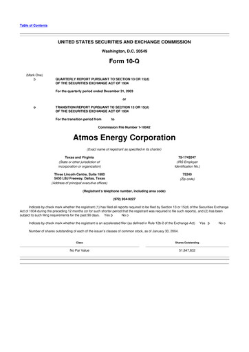 Thumbnail Atmos Energy 10-Q Quarterly Report FY 