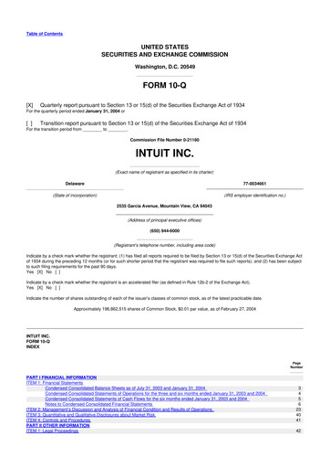 Vorschaubild Intuit 10-Q Quartalsbericht  