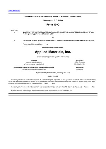 Thumbnail Applied Materials 10-Q Quarterly Report FY 