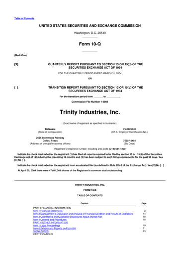 Vorschaubild Trinity Industries
 10-Q Quartalsbericht  