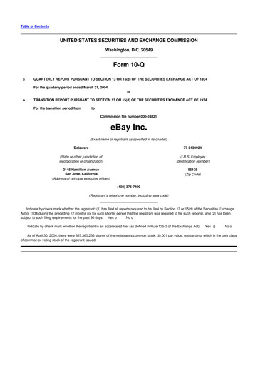 Thumbnail eBay 10-Q Quarterly Report FY 