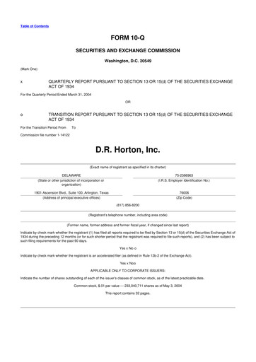 Thumbnail D. R. Horton
 10-Q Quarterly Report FY 