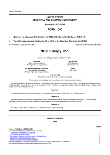 Thumbnail NRG Energy
 10-Q Quarterly Report FY 