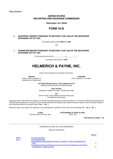 Thumbnail Helmerich & Payne

 10-Q Quarterly Report FY 