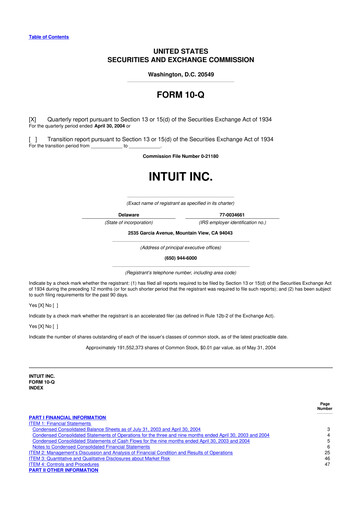 Vorschaubild Intuit 10-Q Quartalsbericht  
