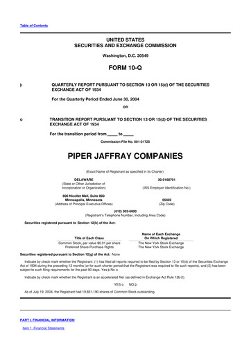 Thumbnail Piper Sandler
 10-Q Quarterly Report FY 