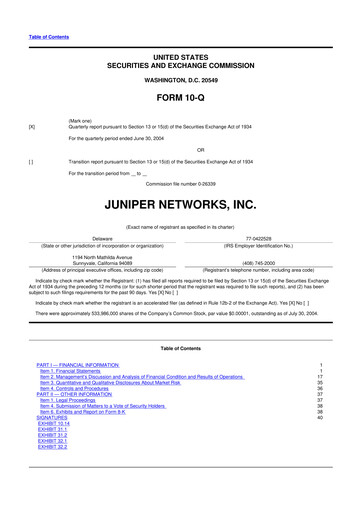 Thumbnail Juniper Networks
 10-Q Quarterly Report FY 