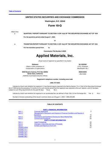 Thumbnail Applied Materials 10-Q Quarterly Report FY 