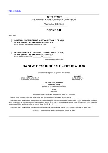Thumbnail Range Resources
 10-Q Quarterly Report FY 