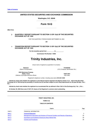 Vorschaubild Trinity Industries
 10-Q Quartalsbericht  