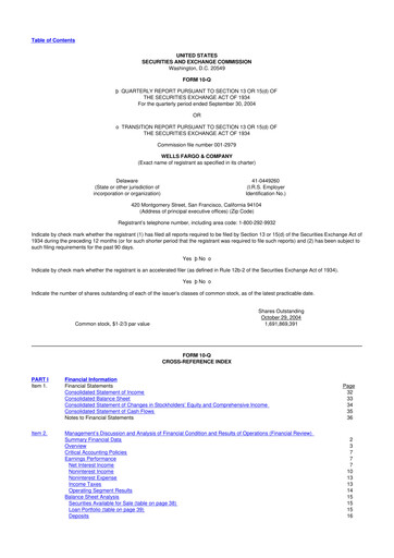 Thumbnail Wells Fargo 10-Q Quarterly Report FY 