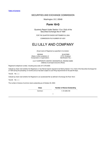 Vorschaubild Eli Lilly 10-Q Quartalsbericht  