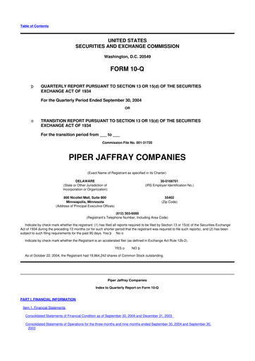 Thumbnail Piper Sandler
 10-Q Quarterly Report FY 