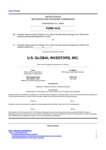 Thumbnail U.S. Global Investors 10-Q Quarterly Report FY 