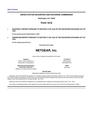 Thumbnail NETGEAR 10-Q Quarterly Report FY 