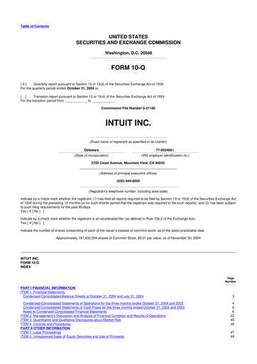 Vorschaubild Intuit 10-Q Quartalsbericht  