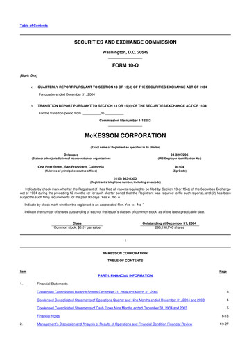 Thumbnail McKesson 10-Q Quarterly Report FY 