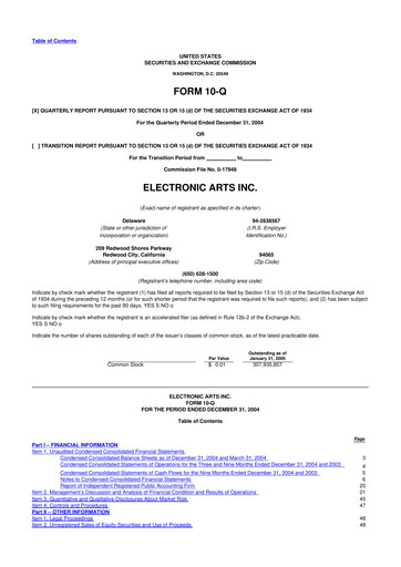 Thumbnail Electronic Arts 10-Q Quarterly Report FY 