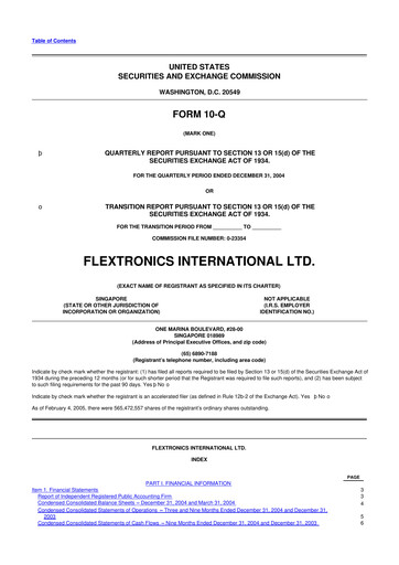 Thumbnail Flex 10-Q Quarterly Report FY 