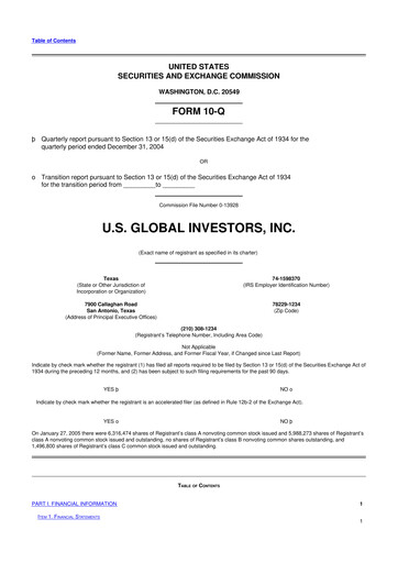 Thumbnail U.S. Global Investors 10-Q Quarterly Report FY 