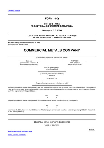Thumbnail Commercial Metals Company 10-Q Quarterly Report FY 