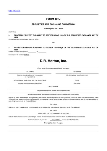 Thumbnail D. R. Horton
 10-Q Quarterly Report FY 