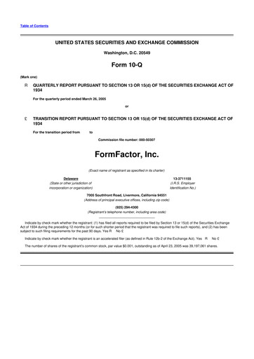 Thumbnail FormFactor 10-Q Quarterly Report FY 