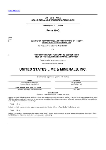 Thumbnail United States Lime & Minerals  10-Q Quarterly Report FY 