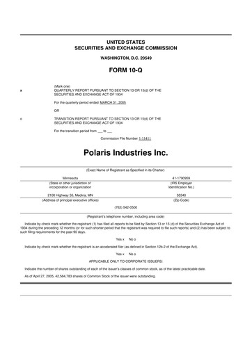 Thumbnail Polaris 10-Q Quarterly Report FY 