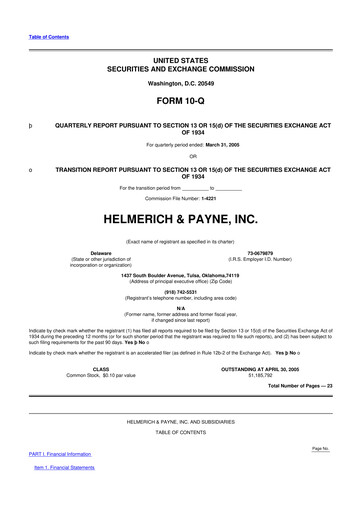 Thumbnail Helmerich & Payne

 10-Q Quarterly Report FY 