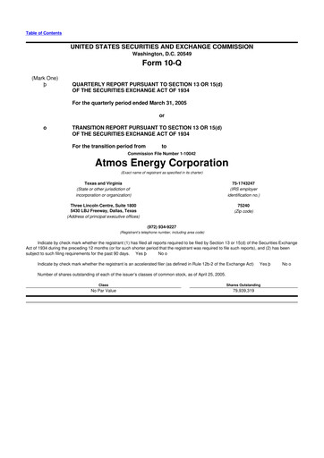 Thumbnail Atmos Energy 10-Q Quarterly Report FY 
