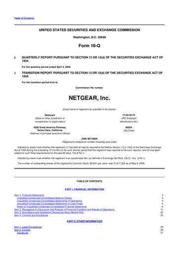 Thumbnail NETGEAR 10-Q Quarterly Report FY 