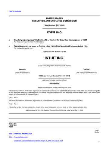 Vorschaubild Intuit 10-Q Quartalsbericht  