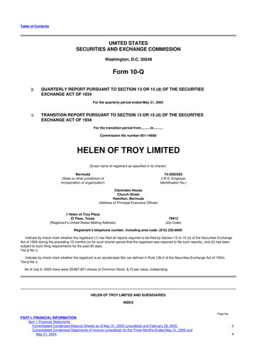 Thumbnail Helen of Troy 10-Q Quarterly Report FY 