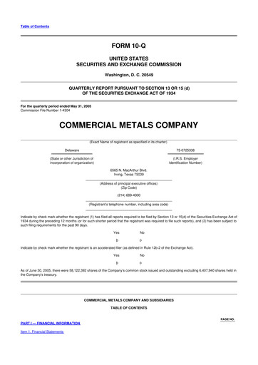 Thumbnail Commercial Metals Company 10-Q Quarterly Report FY 